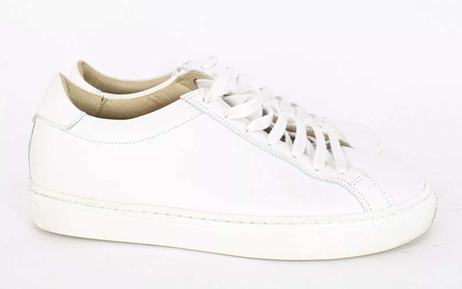 SUITSUPPLY vyriški balti sportbačiai, EU37, berniukiški, unisex, žemapadžiai odiniai sportbačiai 