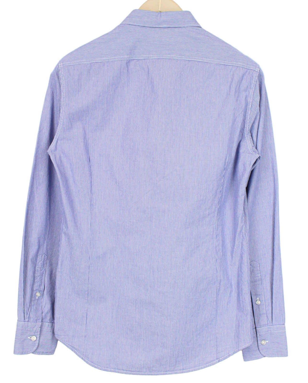 REPLAY vyriški dryžuoti mėlyni dryžuoti marškinėliai S dydžio grynos medvilnės ilgomis rankovėmis su sagomis