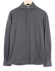 SUITSUPPLY vyriški polo marškinėliai 37/38 pilki, ploni, grynos medvilnės, ilgomis rankovėmis 