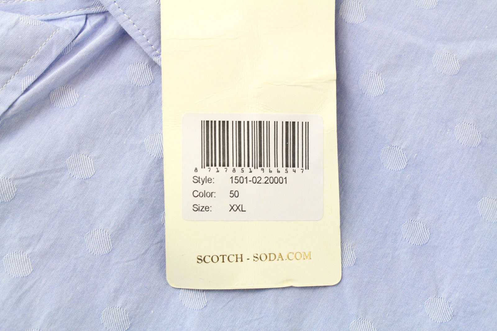 SCOTCH &amp; SODA Ams Couture vyriški mėlyni marškinėliai, 2XL dydžio, medvilniniai taškeliai, ploni 
