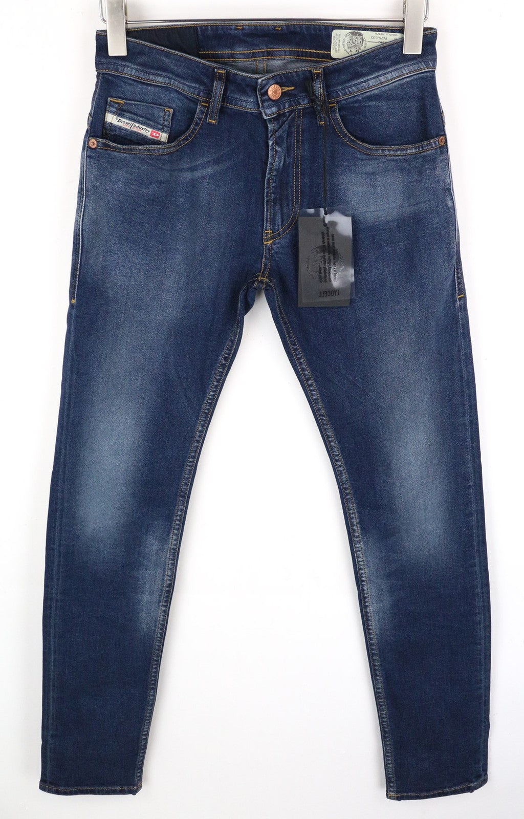 DIESEL Thommer 083AD vyriški vidutinio mėlynumo ploni džinsai su užtrauktuku ir tampriu kirpimu, W29 L32 