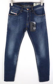 DIESEL Thommer 083AD vyriški vidutinio mėlynumo ploni džinsai su užtrauktuku ir tampriu kirpimu, W29 L32 