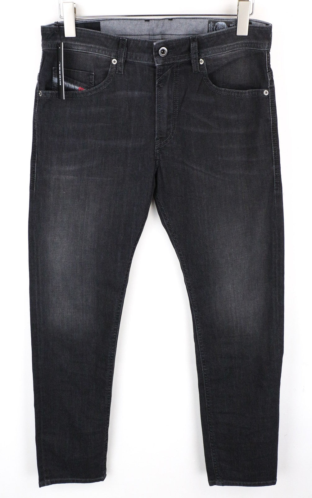 DIESEL Thommer 0687J vyriški pilki tamprūs džinsai su užtrauktuku W32 L30 aptemptas kirpimas 
