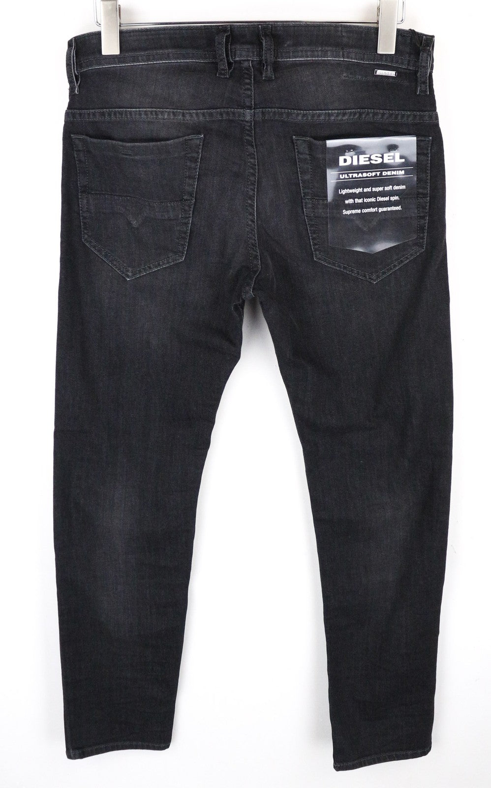 DIESEL Thommer 0687J vyriški pilki tamprūs džinsai su užtrauktuku W32 L30 aptemptas kirpimas 