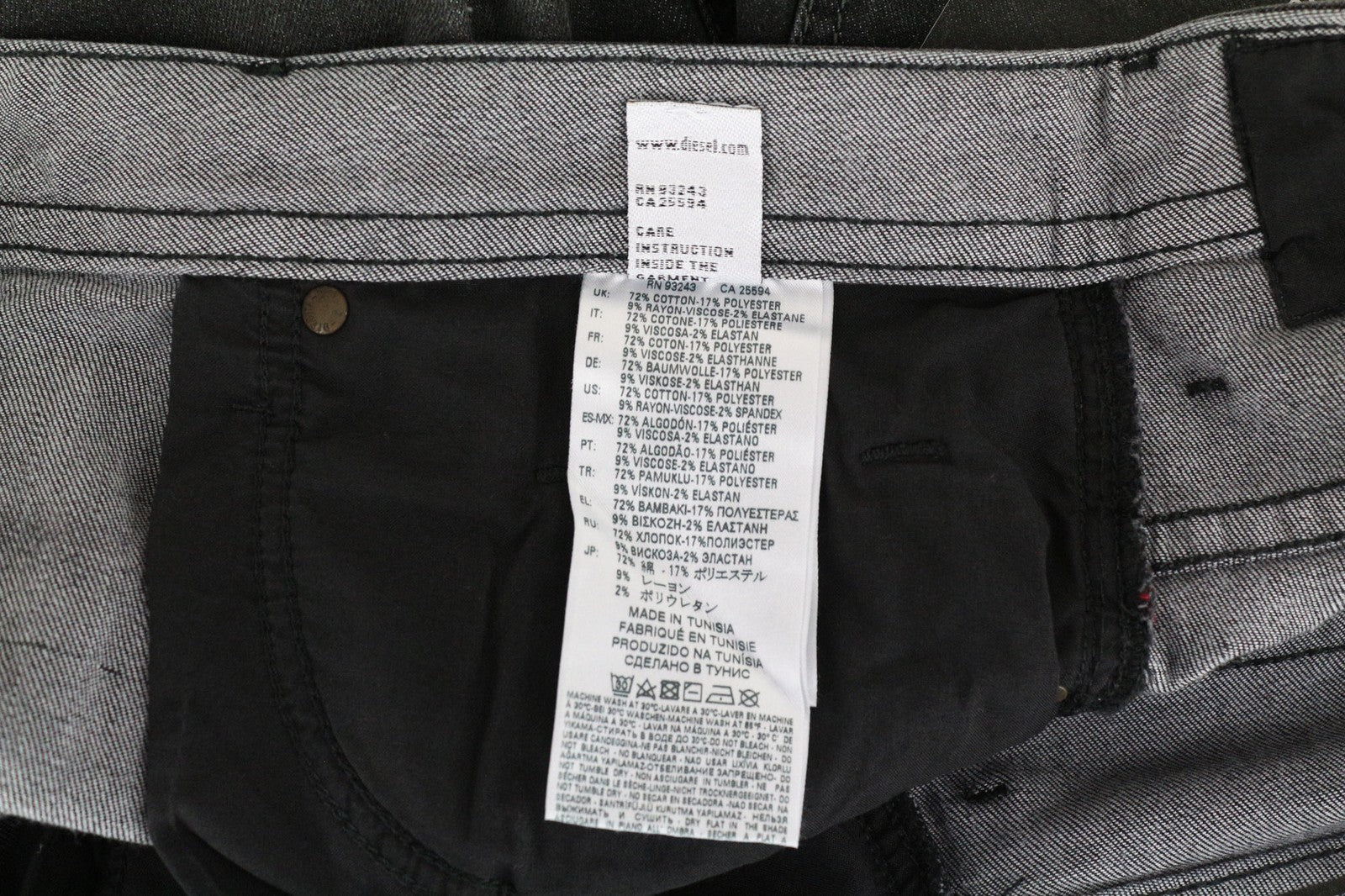 DIESEL Thommer 0687J vyriški pilki tamprūs džinsai su užtrauktuku W32 L30 aptemptas kirpimas 