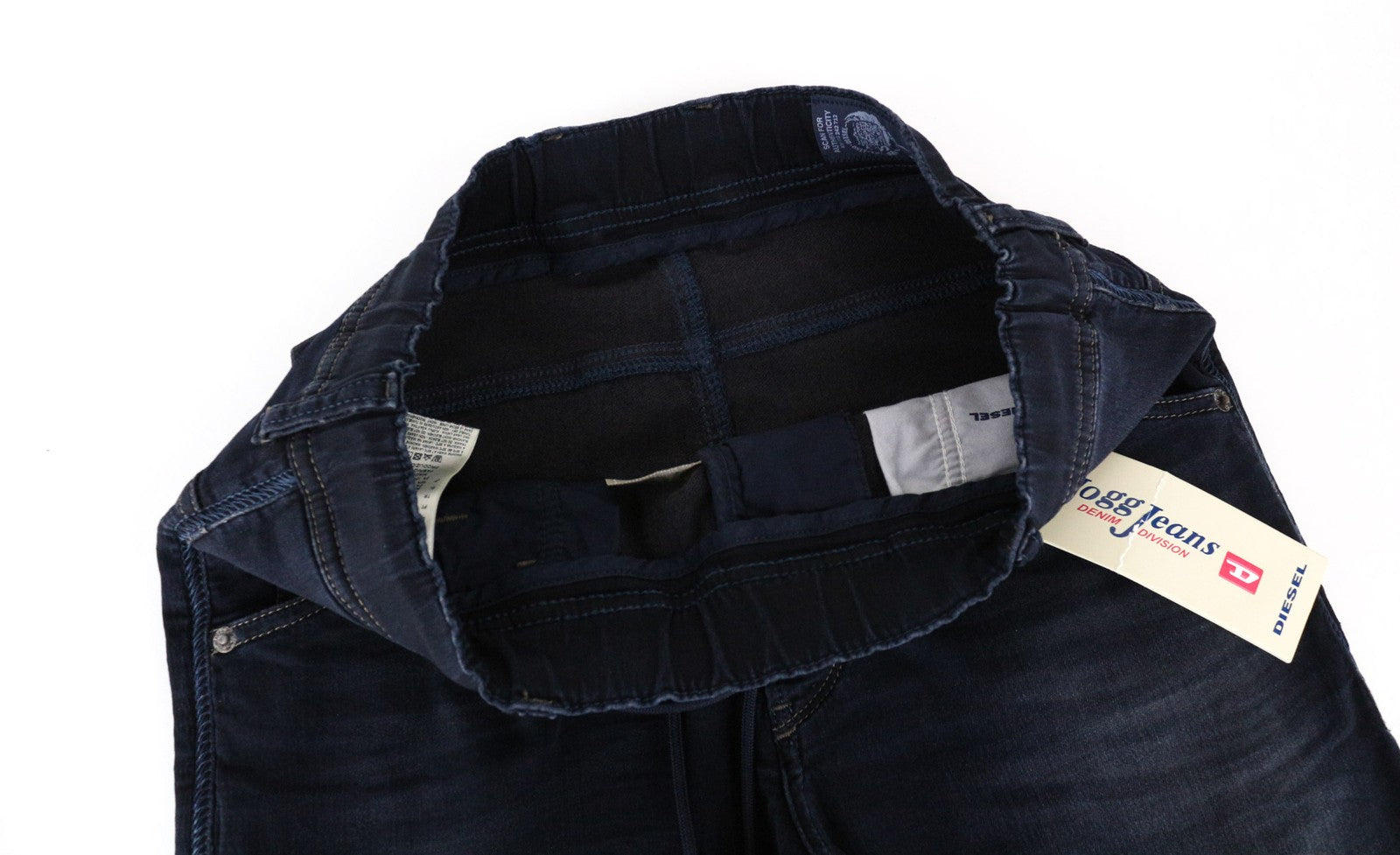 DIESEL Krooley-NE 0686F vyriški sportiniai džinsai joggingui W26 mėlyni ploni morkų rašto 