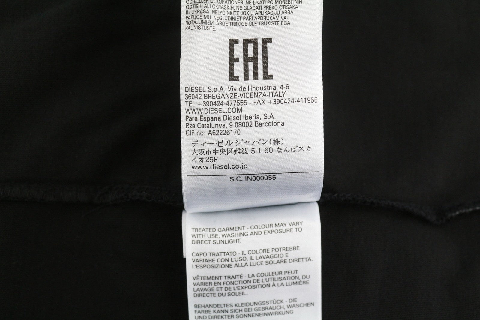 DIESEL T-Shula vyriški marškinėliai, juodi, ilgomis rankovėmis, apvalia apykakle, tamprūs trikotažiniai marškinėliai. 