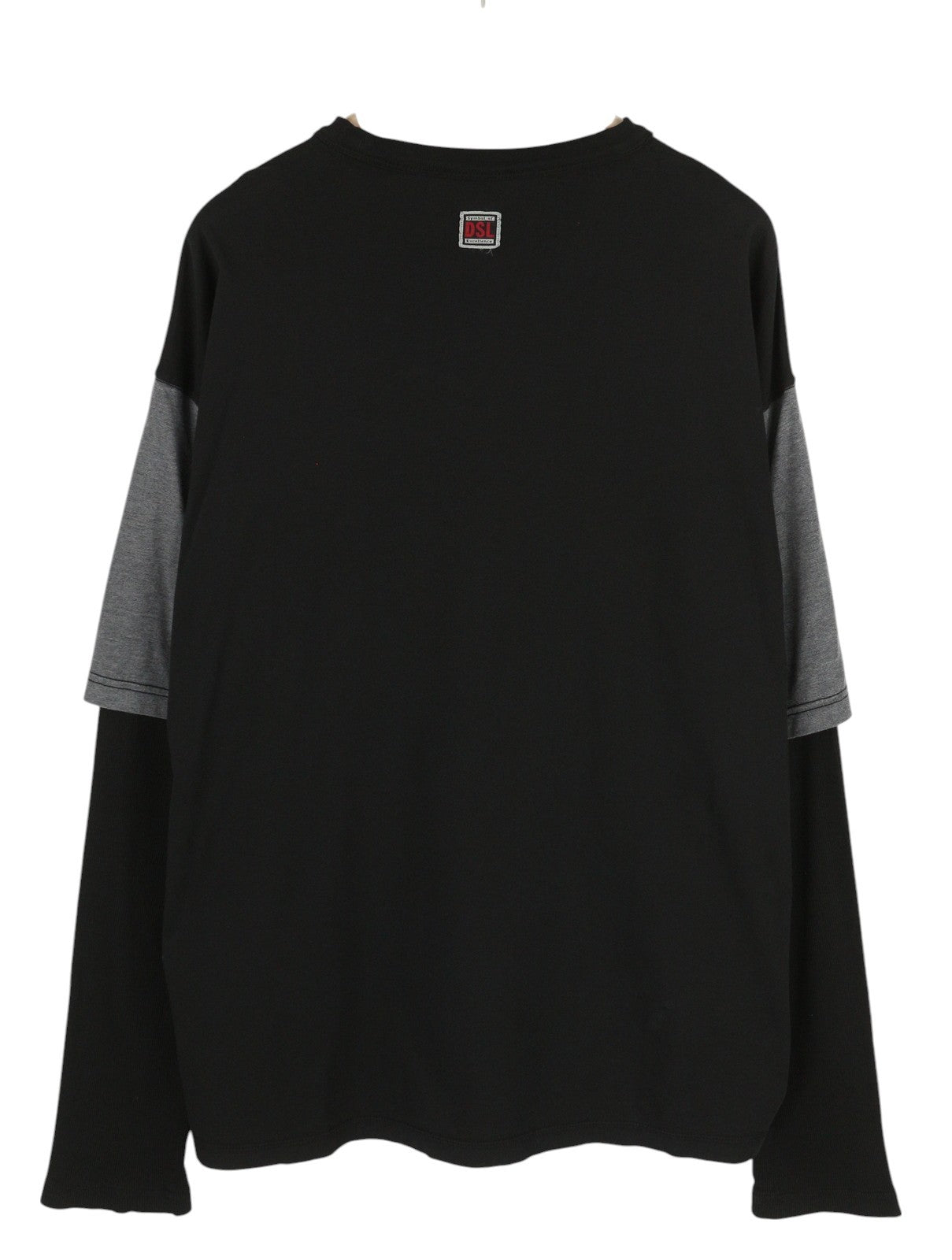 DIESEL T-Shula vyriški marškinėliai, juodi, ilgomis rankovėmis, apvalia apykakle, tamprūs trikotažiniai marškinėliai. 