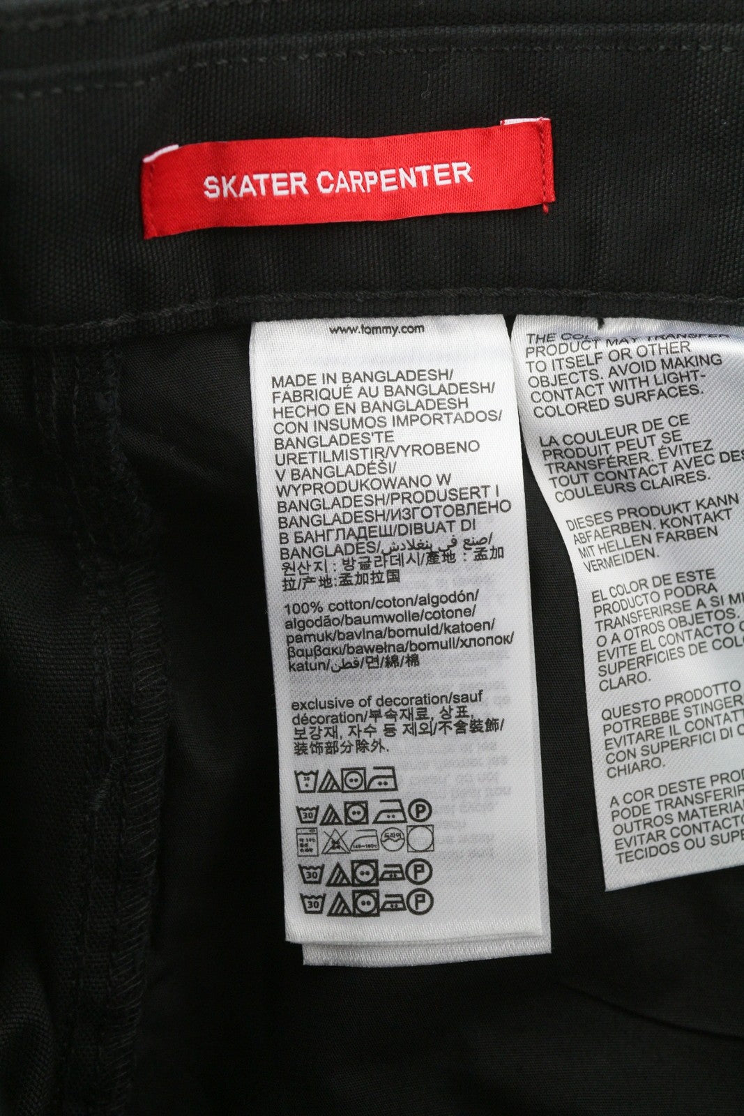 TOMMY HILFIGER Skater Carpenter vyriškos kelnės W33/L32 juodos krovininės, įprastos, RRP 139 € 