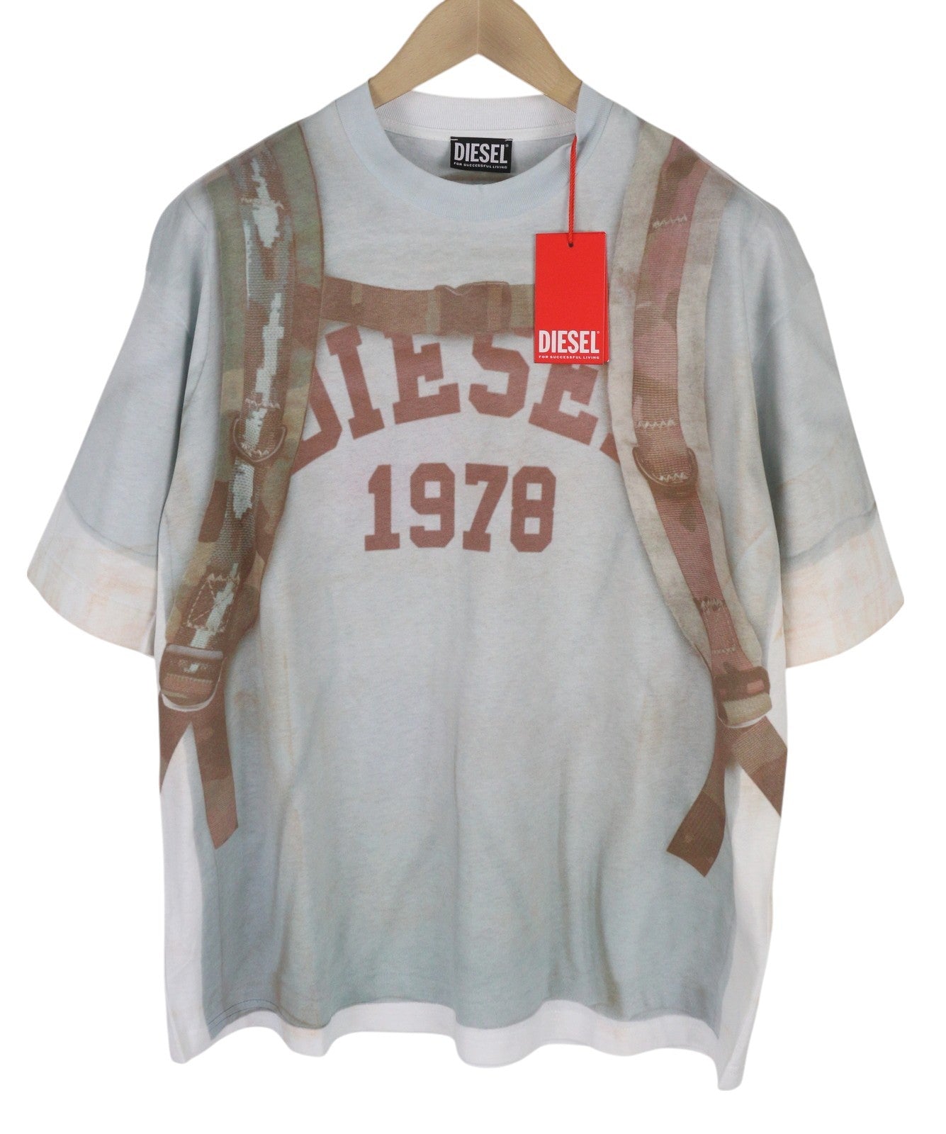 DIESEL T-Wash-E3 vyriški marškinėliai M, balti, trumpomis rankovėmis, apvalia apykakle, trikotažiniai, tamprūs marškinėliai 