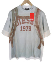 DIESEL T-Wash-E3 vyriški marškinėliai M, balti, trumpomis rankovėmis, apvalia apykakle, trikotažiniai, tamprūs marškinėliai 