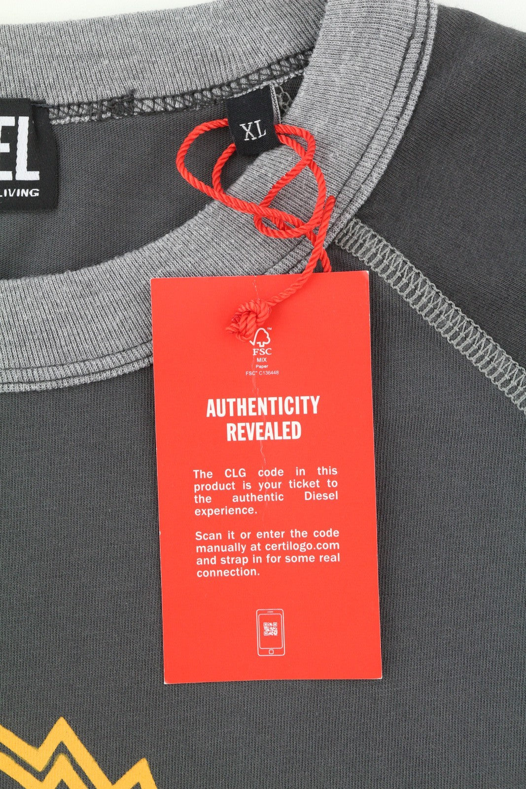 DIESEL T-Juslan-LS vyriški marškinėliai, pilki, ilgomis rankovėmis, apvalios iškirptės, tamprūs trikotažo drobės gabalėliai. 