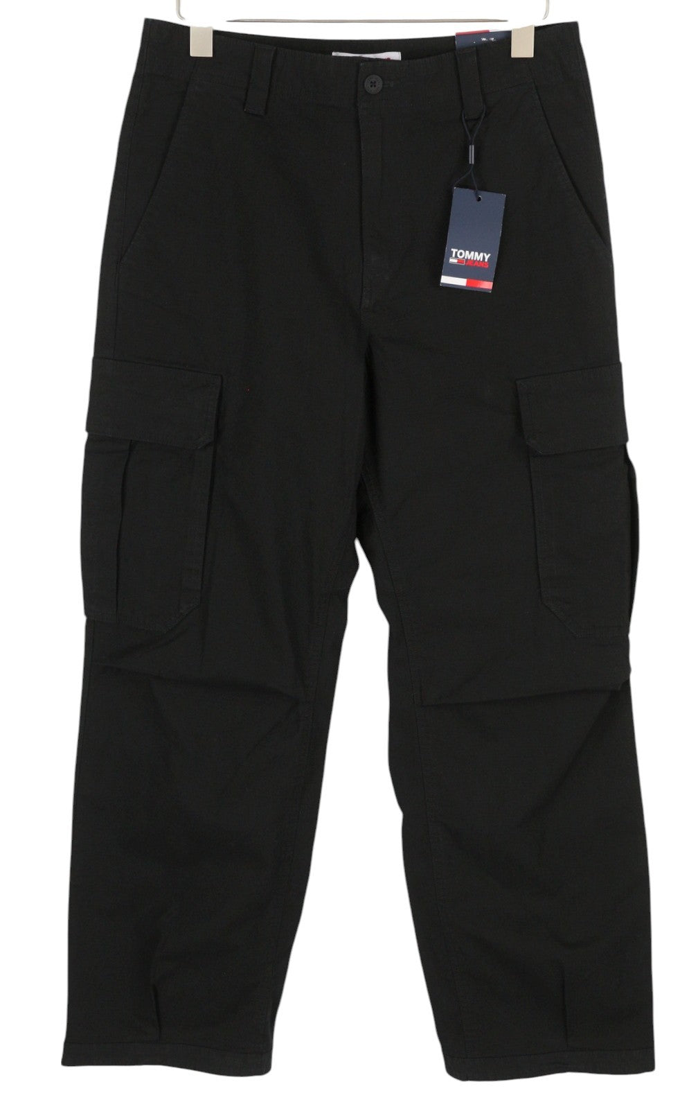 TOMMY HILFIGER Aiden Baggy Cargo vyriškos kelnės W31/L32 juodos, įprastos, RRP 149 €