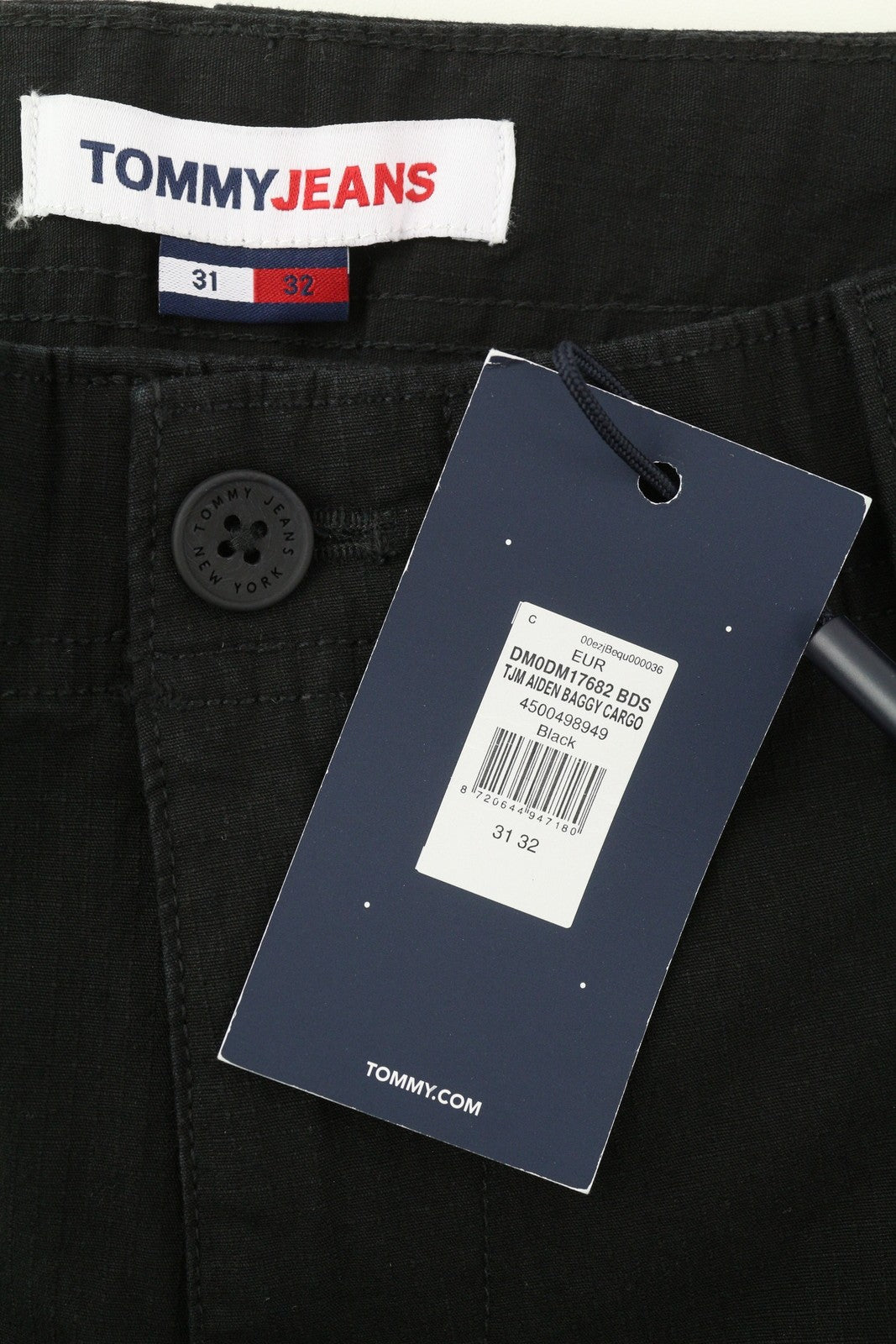 TOMMY HILFIGER Aiden Baggy Cargo vyriškos kelnės W31/L32 juodos, įprastos, RRP 149 €