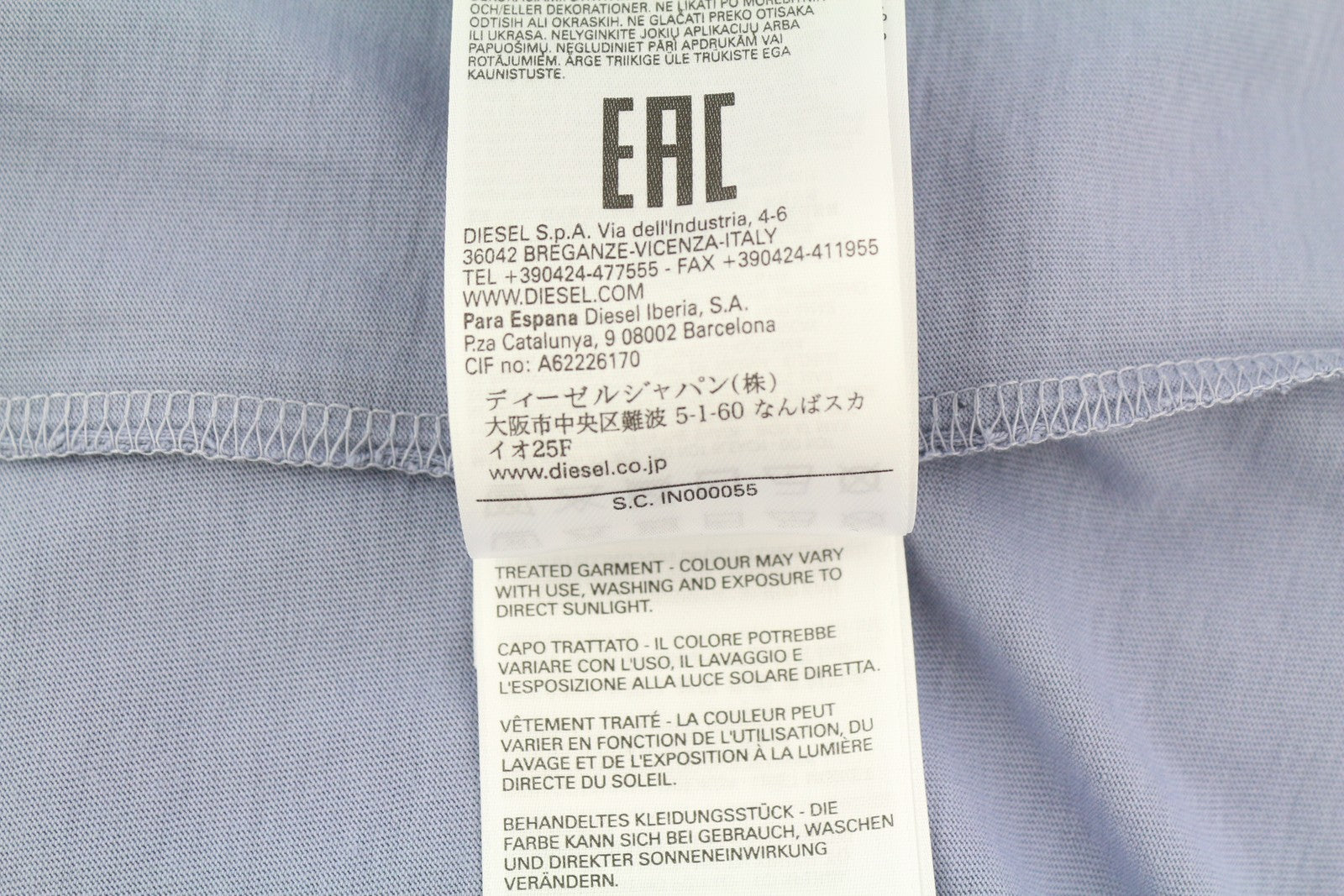 DIESEL T-Juslan-LS vyriški marškinėliai, 2XL, mėlyni, ilgomis rankovėmis, apvalios iškirptės, tamprūs trikotažiniai marškinėliai 