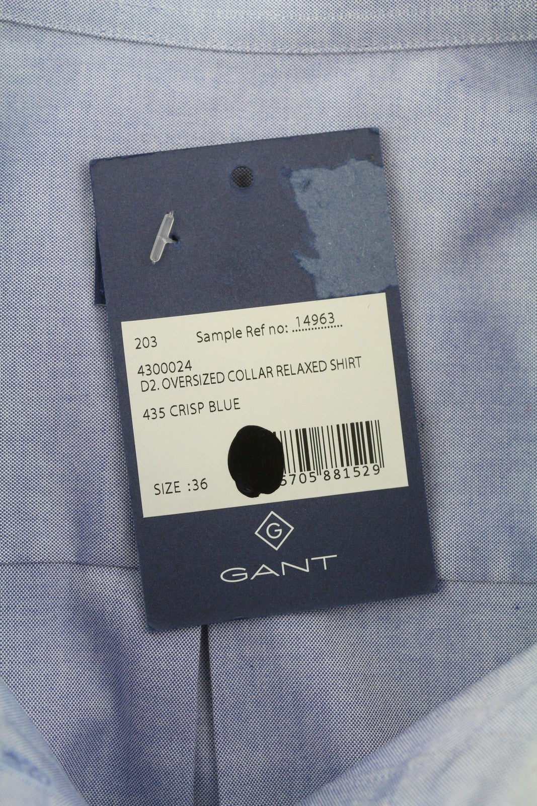 GANT laisvalaikio stiliaus marškinėliai su didele apykakle ir mėlyna spalva, ilgarankoviai, laisvalaikio stiliaus, EU36 