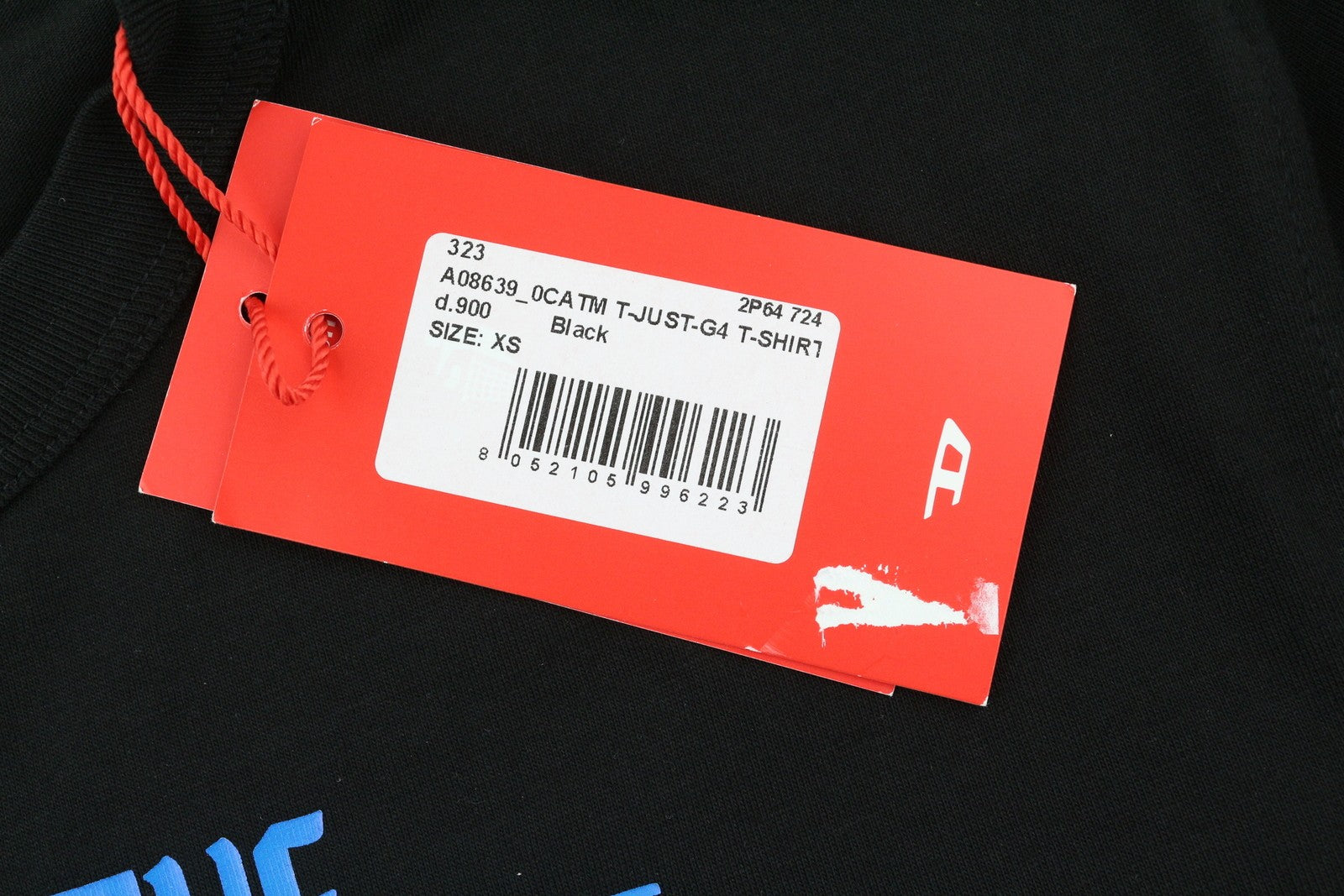 DIESEL T-Just-G4 vyriški marškinėliai XS, juodi, trumpomis rankovėmis, apvalia kaklo iškirpte, tamprūs trikotažiniai marškinėliai 