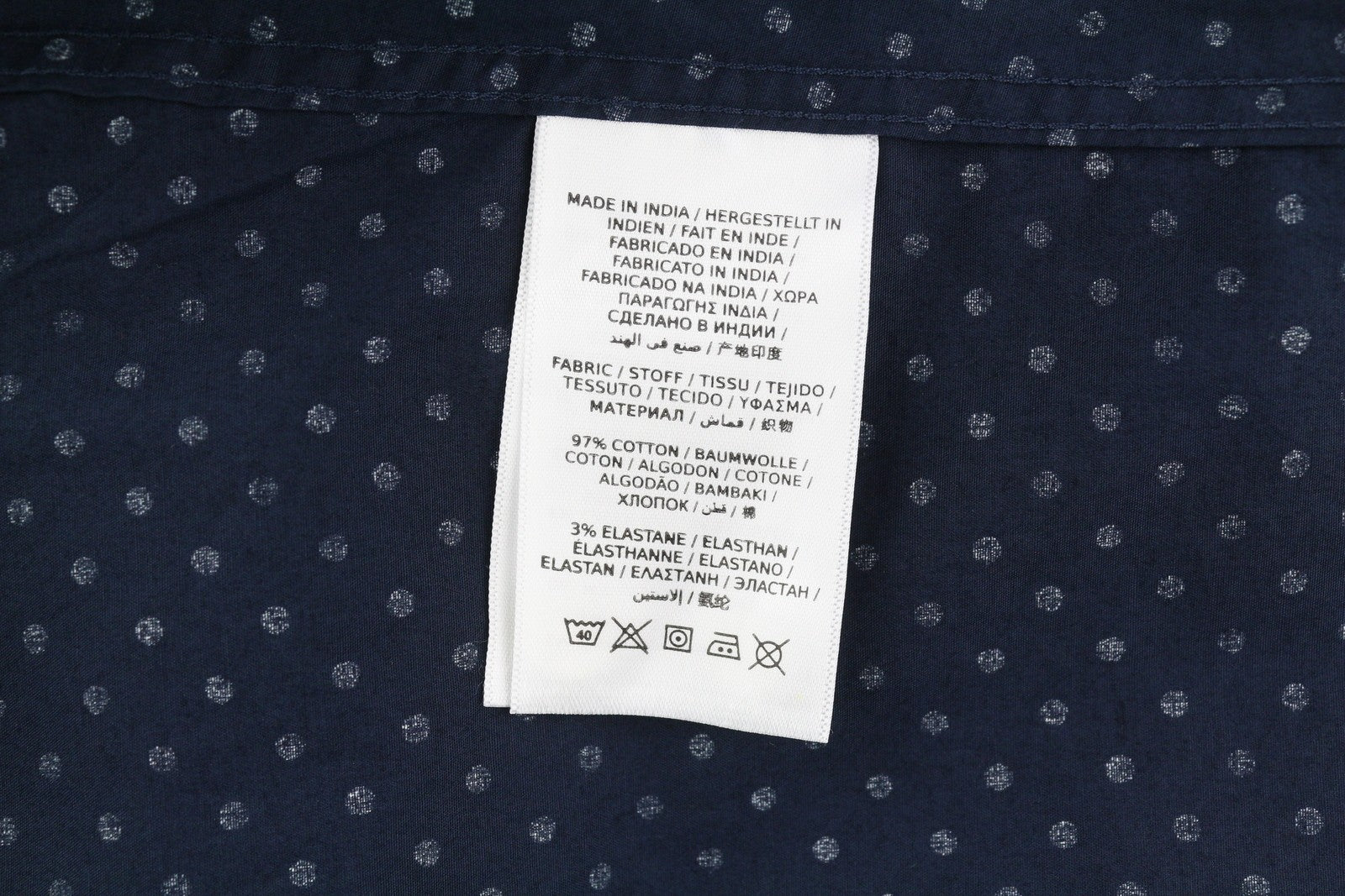 GANT Tamprūs plačiaauočiai marškinėliai su taškeliais, EU34, tamsiai mėlyni, taškuoti, laisvalaikio stiliaus 