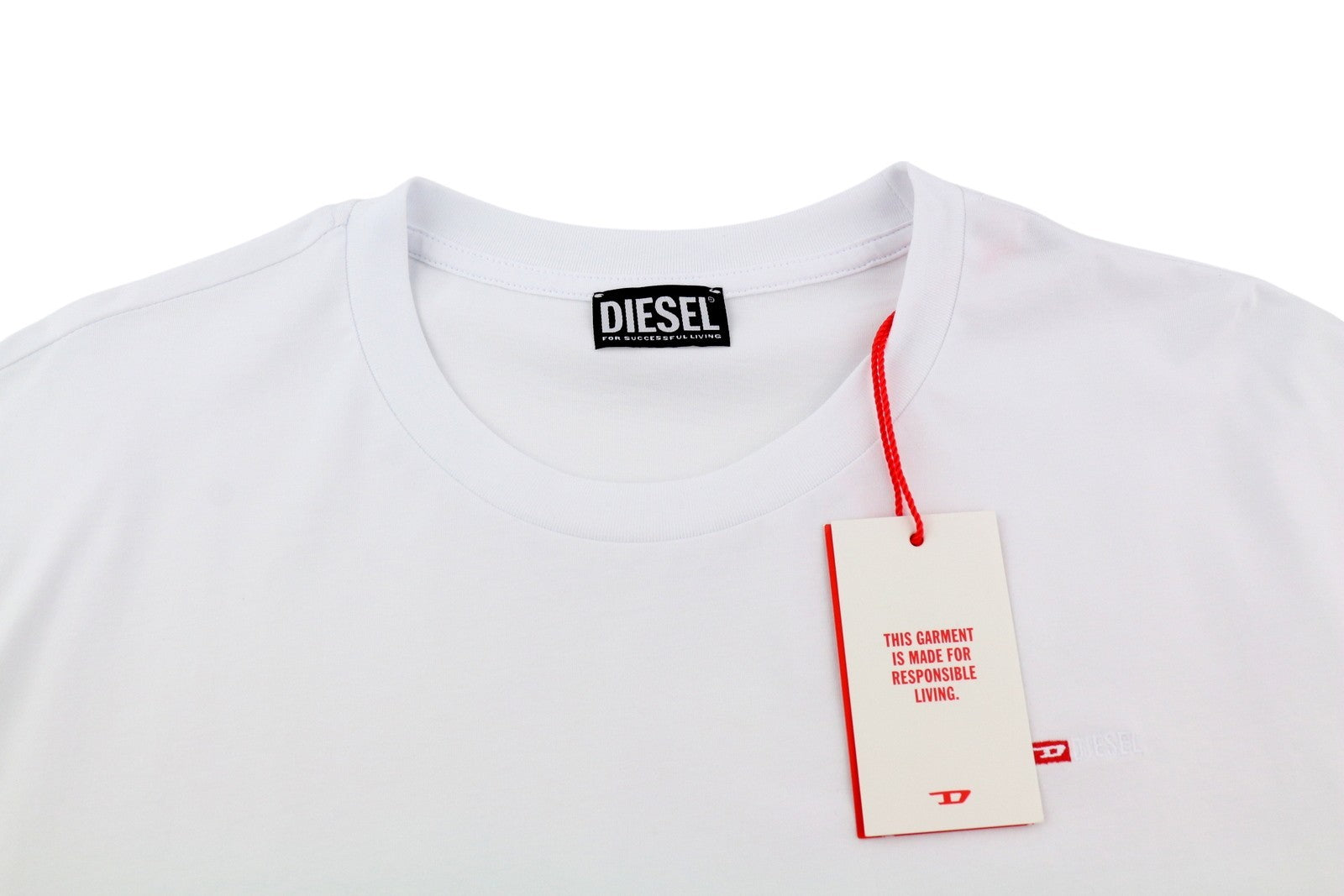 DIESEL T-Diegor-Ls-Microdiv vyriški marškinėliai su baltomis ilgomis rankovėmis, apvalia kaklo iškirpte, trikotažiniai 