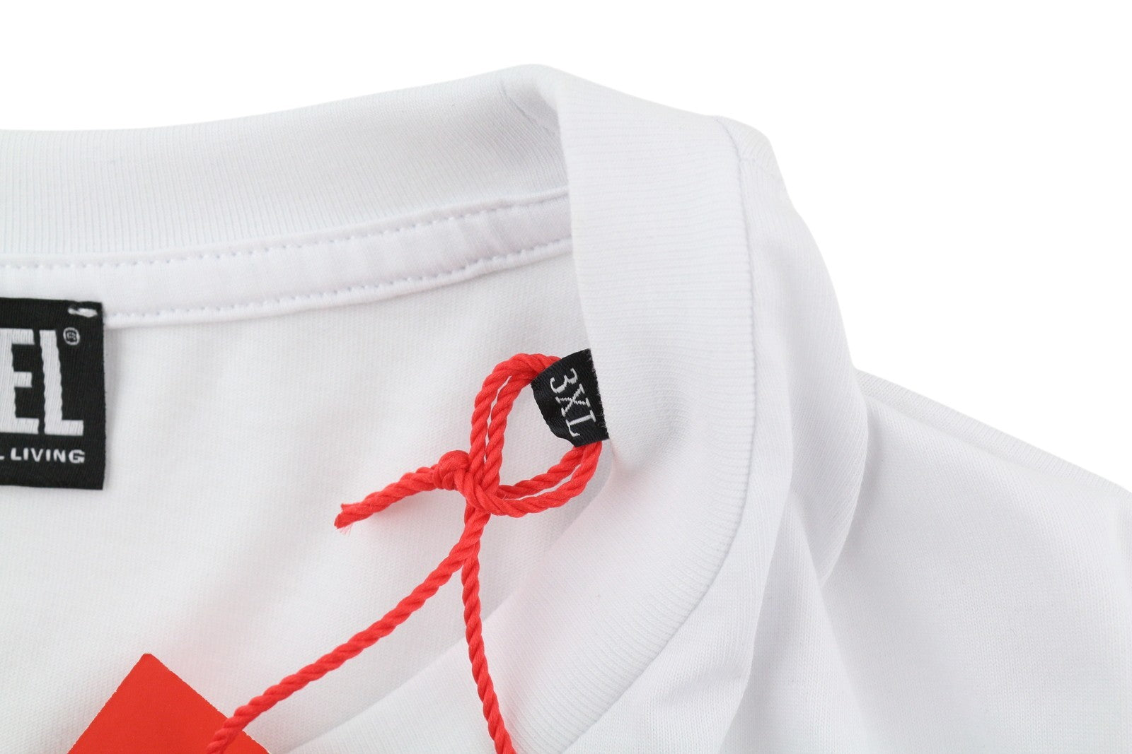 DIESEL T-Diegor-Ls-Microdiv vyriški marškinėliai su baltomis ilgomis rankovėmis, apvalia kaklo iškirpte, trikotažiniai 