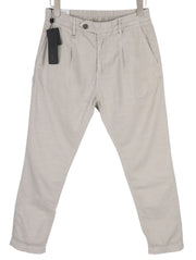 ANTONY MORATO Paul vyriškos kelnės W30 pilkos lino mišinio klostuotos siaurėjančios užtrauktuko formos 