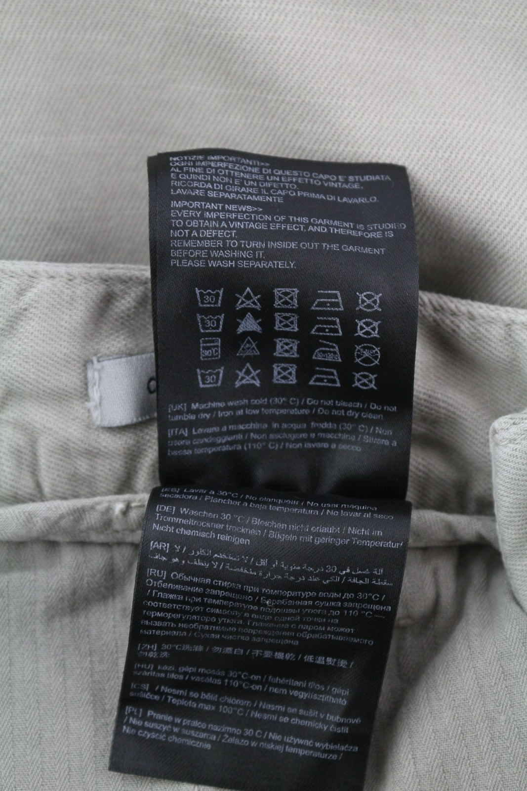 ANTONY MORATO Paul vyriškos kelnės W30 pilkos lino mišinio klostuotos siaurėjančios užtrauktuko formos 