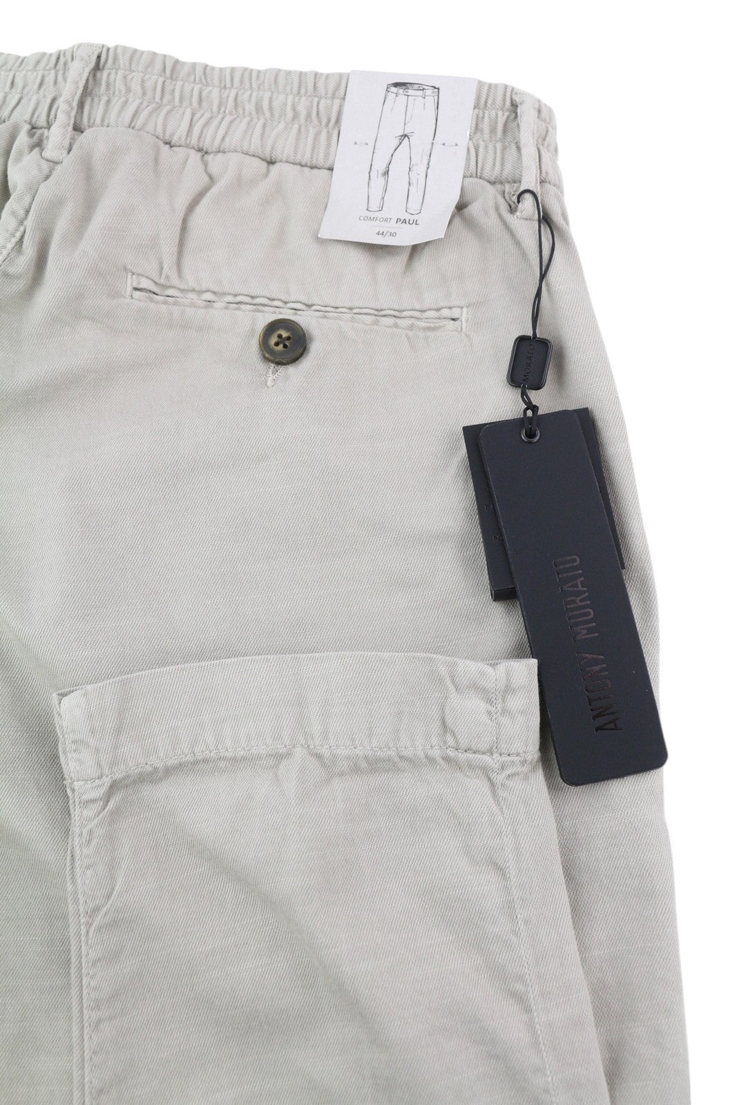 ANTONY MORATO Paul vyriškos kelnės W30 pilkos lino mišinio klostuotos siaurėjančios užtrauktuko formos 