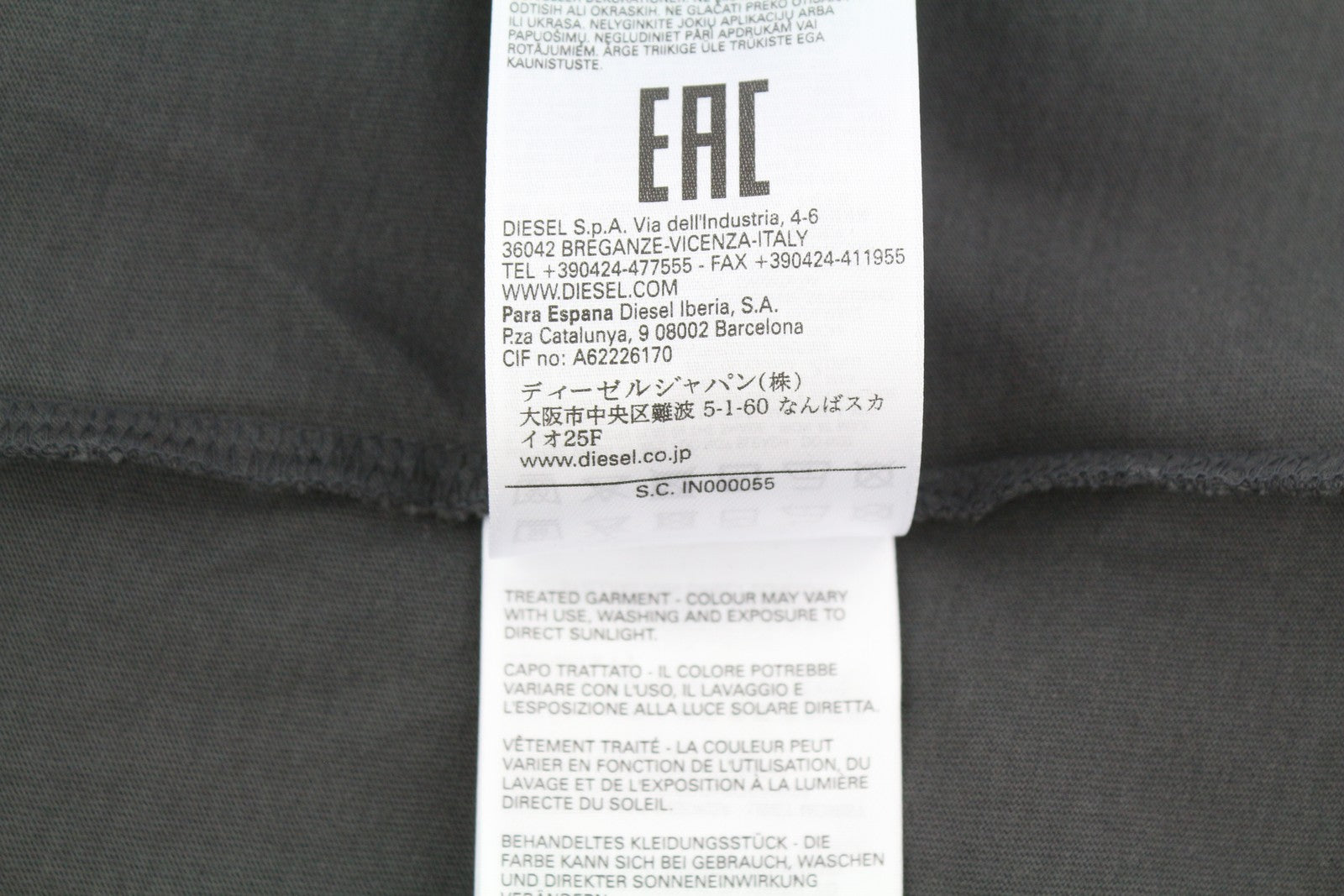 DIESEL T-Juslan-LS vyriški marškinėliai M pilki ilgomis rankovėmis apvalios apykaklės trikotažo tamprūs audinys 