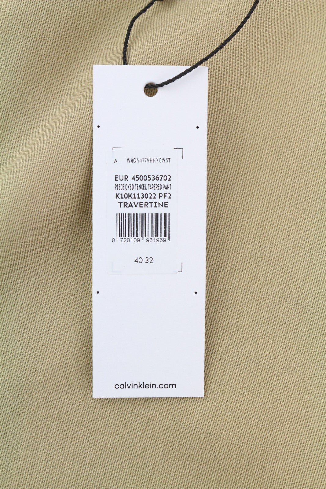 CALVIN KLEIN Piece Dyed Tencel siaurėjančios vyriškos kelnės W40/L32 rudos lino mišinio 