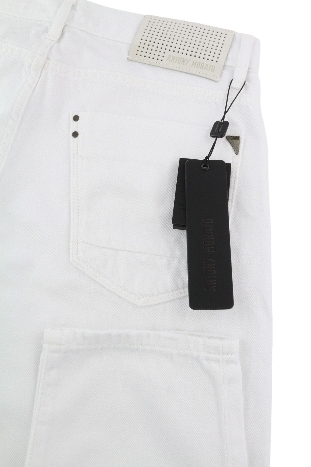 ANTONY MORATO Argon Men Jeans W31 White Slim Ankle Length Button-Fly Logo Denim