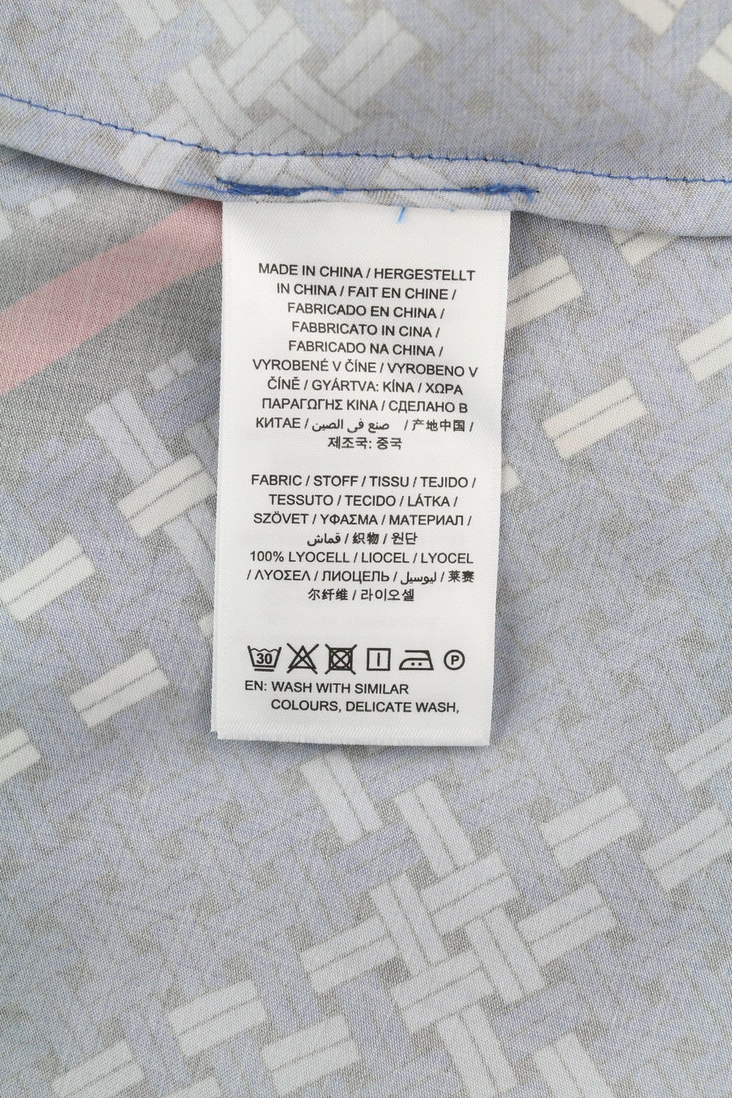 GANT Signature Weave moteriški marškinėliai, EU38, mėlyni, raštuoti, sagomis užsegami, išskleisto atlaso imitacijos marškinėliai 