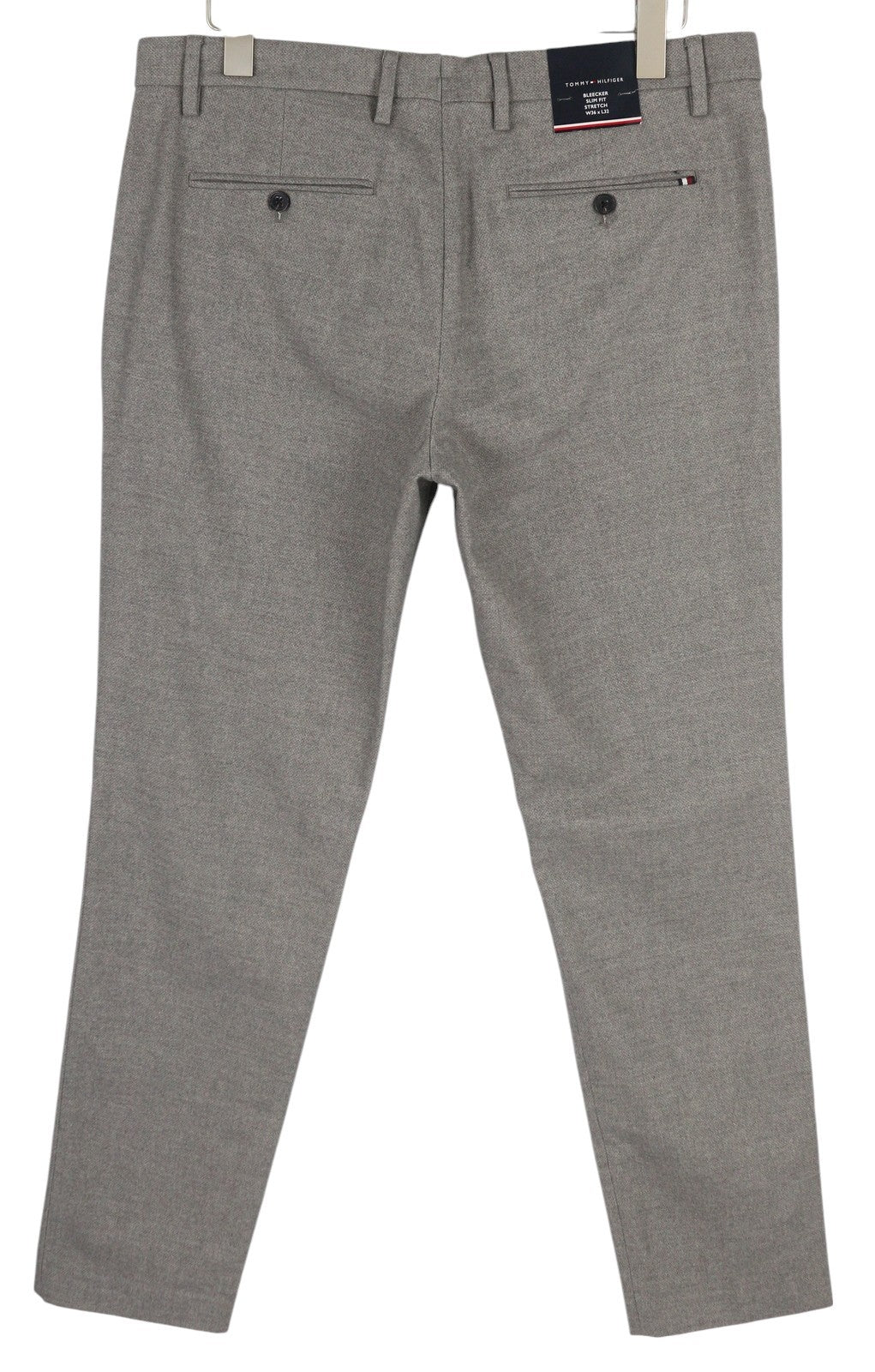 TOMMY HILFIGER „Bleecker Stretch“ vyriškos kelnės W36/L32 melanžo pilkos, plonos, rekomenduojama kaina – 119 € 