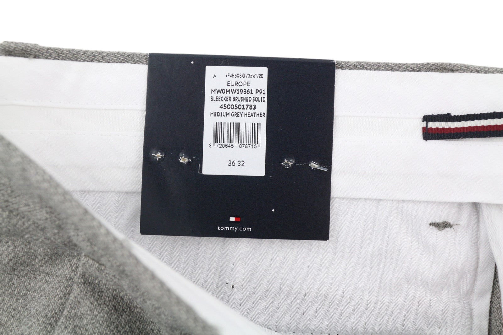 TOMMY HILFIGER „Bleecker Stretch“ vyriškos kelnės W36/L32 melanžo pilkos, plonos, rekomenduojama kaina – 119 € 