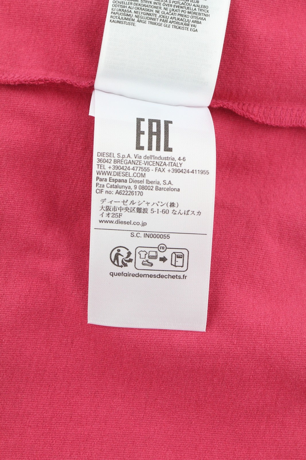 DIESEL T-Rust vyriški marškinėliai su trumpomis rankovėmis, L dydžio, rožiniai, su apvalia apykakle ir logotipu, tamprūs trikotažiniai marškinėliai.