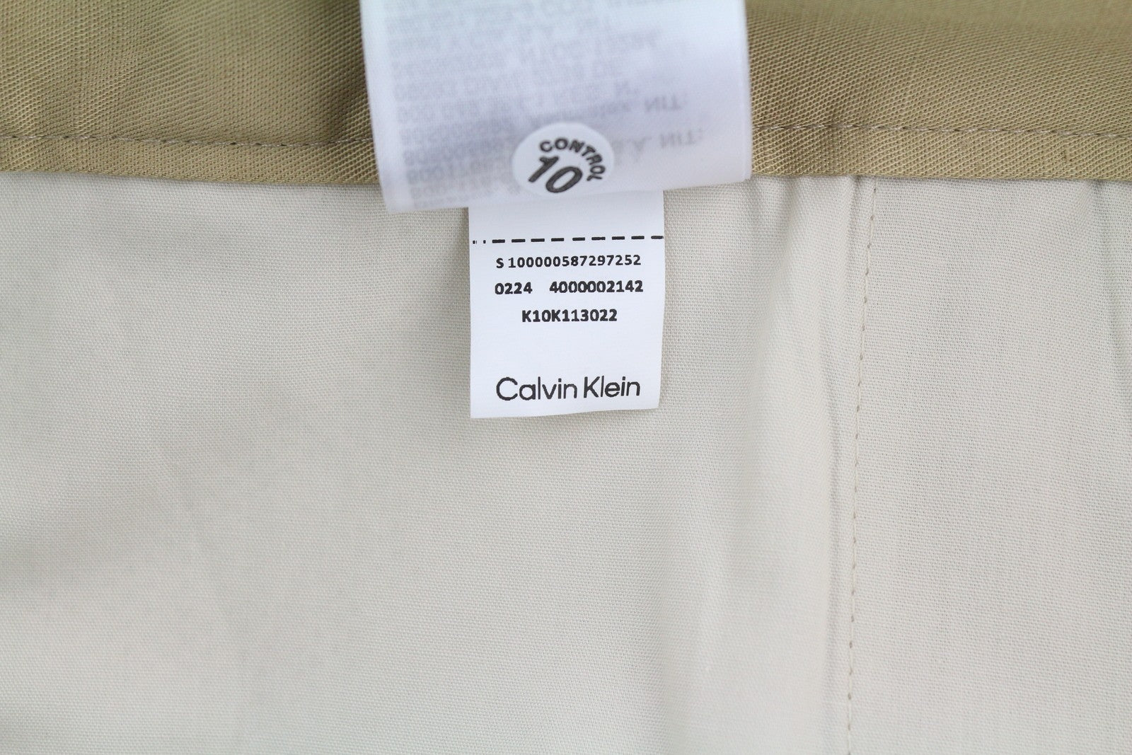 CALVIN KLEIN Piece Dyed Tencel siaurėjančios vyriškos kelnės W38/L32 rudos lino mišinio 