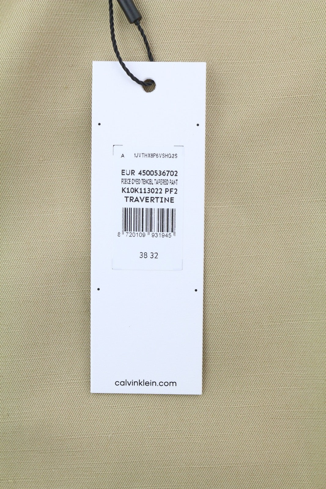 CALVIN KLEIN Piece Dyed Tencel siaurėjančios vyriškos kelnės W38/L32 rudos lino mišinio 