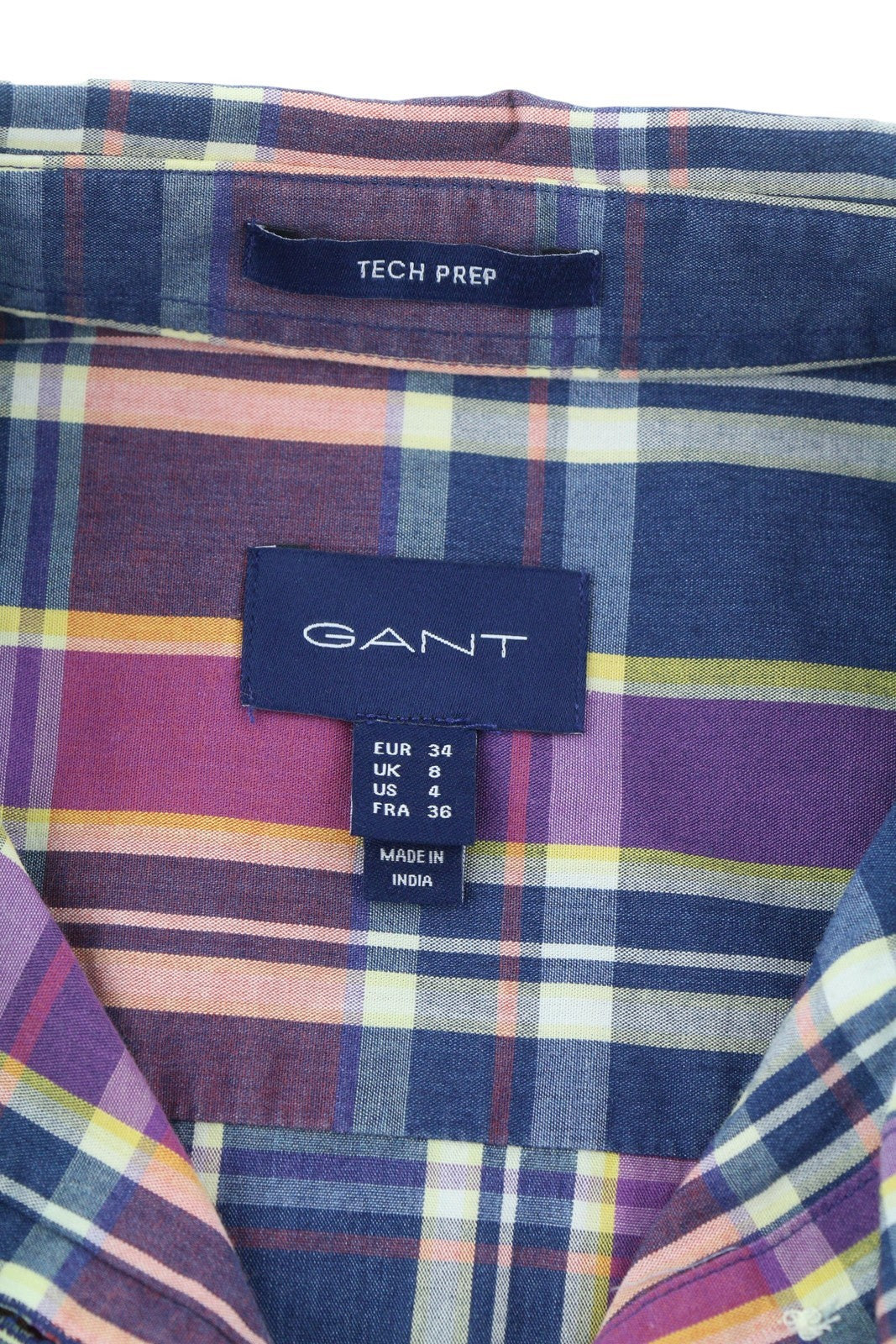 GANT TP Indigo languoti plačiaauliai moteriški marškinėliai EU34 laisvalaikio spalvingi sagomis 