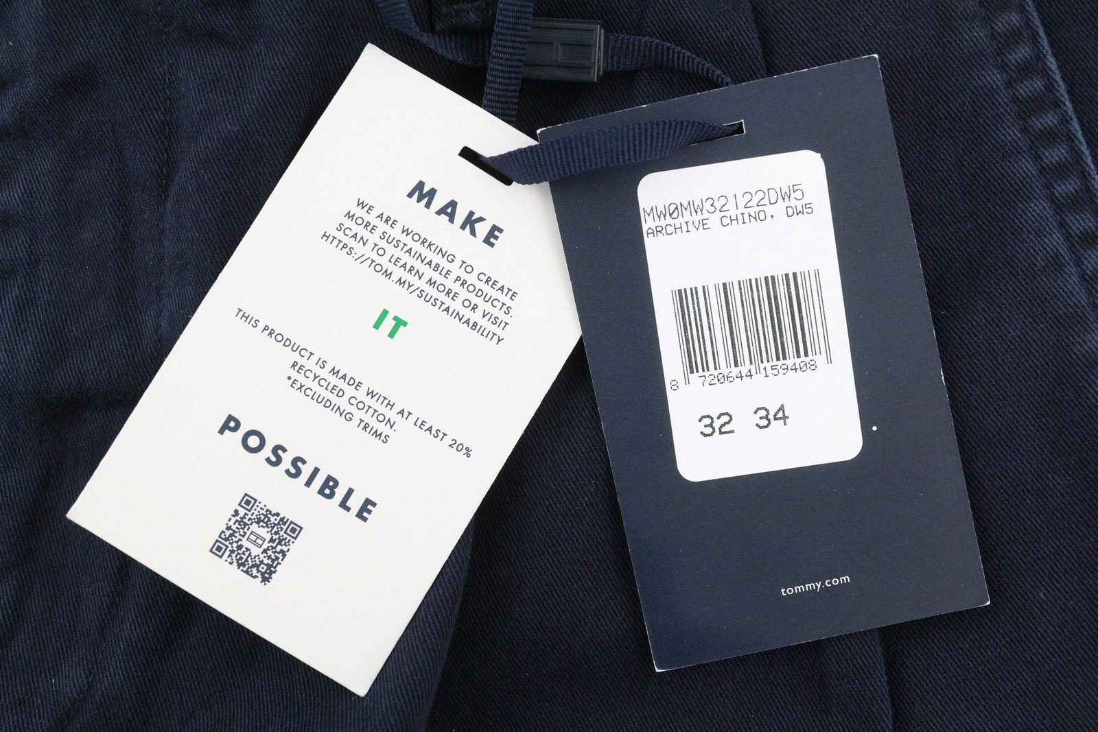 TOMMY HILFIGER Archive Chino vyriškos kelnės W32/L34 su plačiomis, siaurėjančiomis klostėmis, rekomenduojama kaina – 109 €