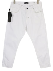 ANTONY MORATO Argon Men Jeans W32 White Slim Ankle Length Button-Fly Logo Denim