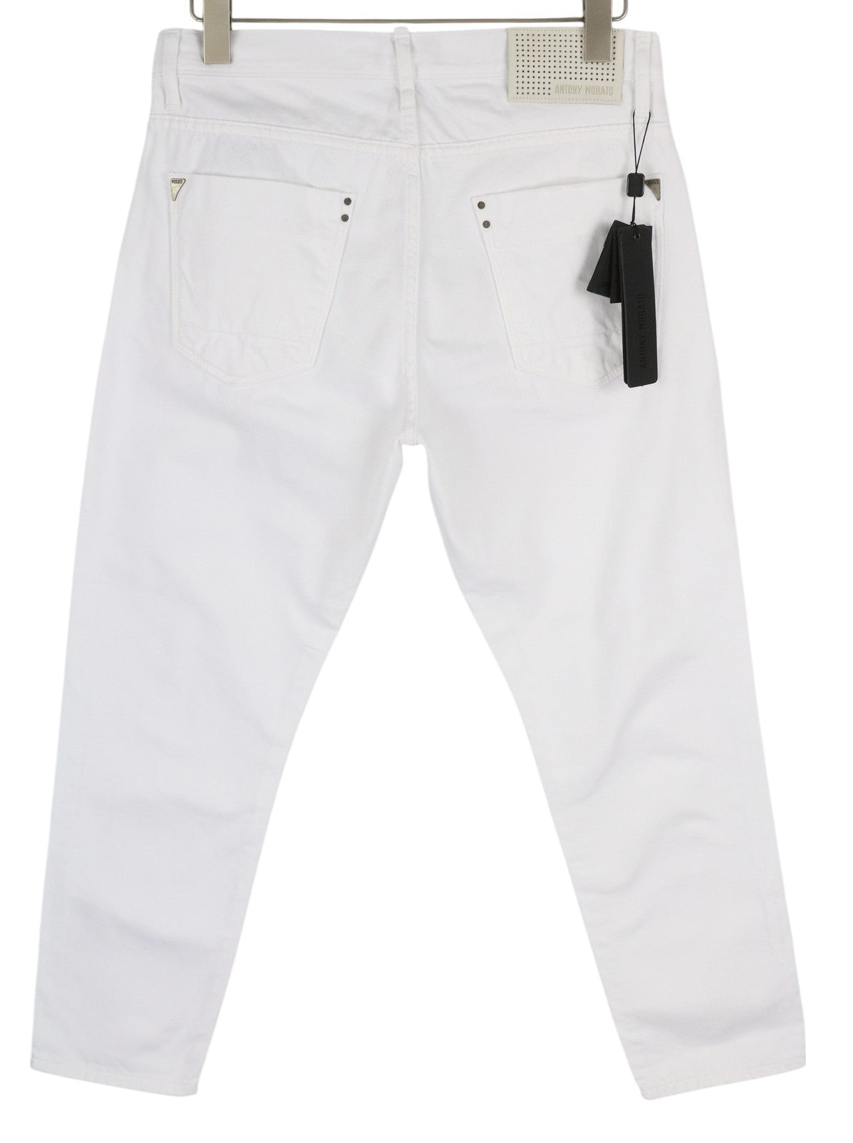 ANTONY MORATO Argon Men Jeans W32 White Slim Ankle Length Button-Fly Logo Denim