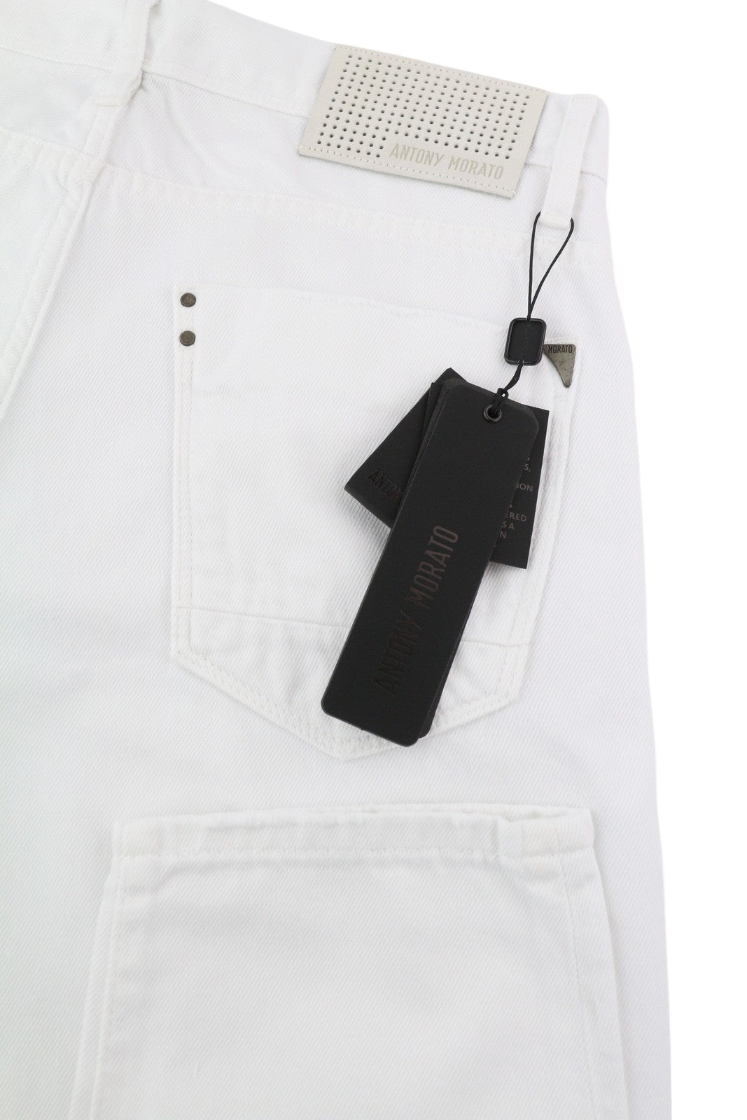 ANTONY MORATO Argon Men Jeans W32 White Slim Ankle Length Button-Fly Logo Denim