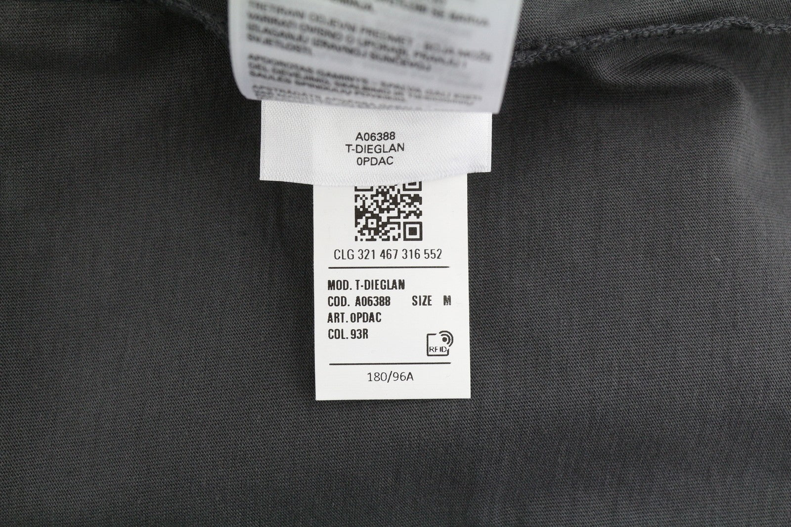 DIESEL T-Dieglan vyriški marškinėliai pilki trumpomis rankovėmis, apvalia apykakle, trikotažinis tamprus audinys M 