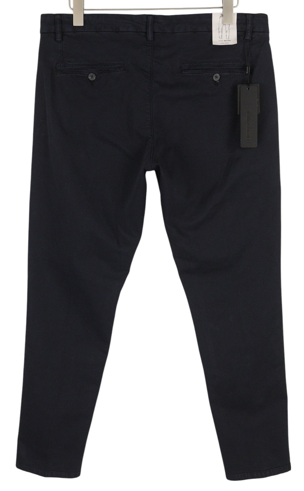 ANTONY MORATO Bryan vyriškos kelnės W40 tamsiai mėlynos, aptemptos, tamprios, chino spalvos su užtrauktuku.