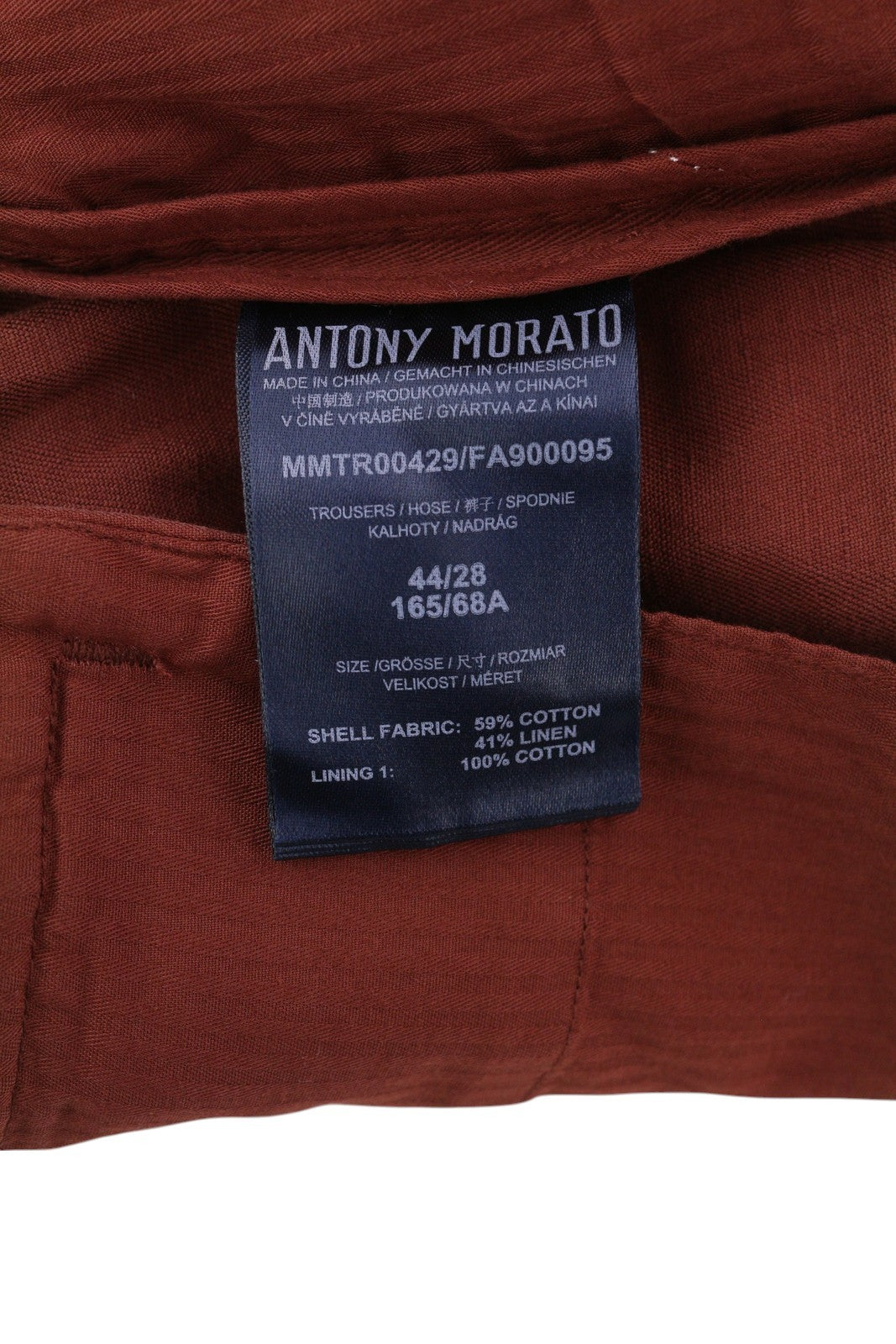 ANTONY MORATO vyriškos kelnės W28 rudos lino mišinio elastingas juosmuo iki kulkšnių 