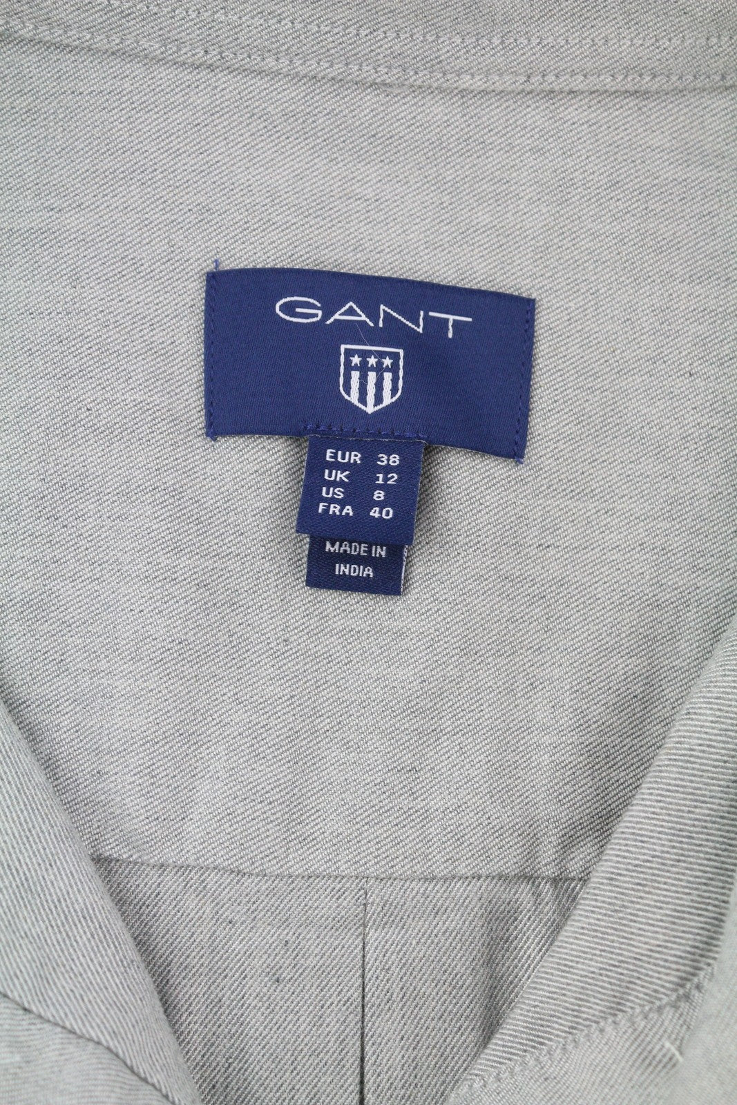 GANT TP Melange Flannel moteriški marškinėliai EU38 pilki sagomis užsegami praplatinta apykakle laisvalaikio stiliumi 