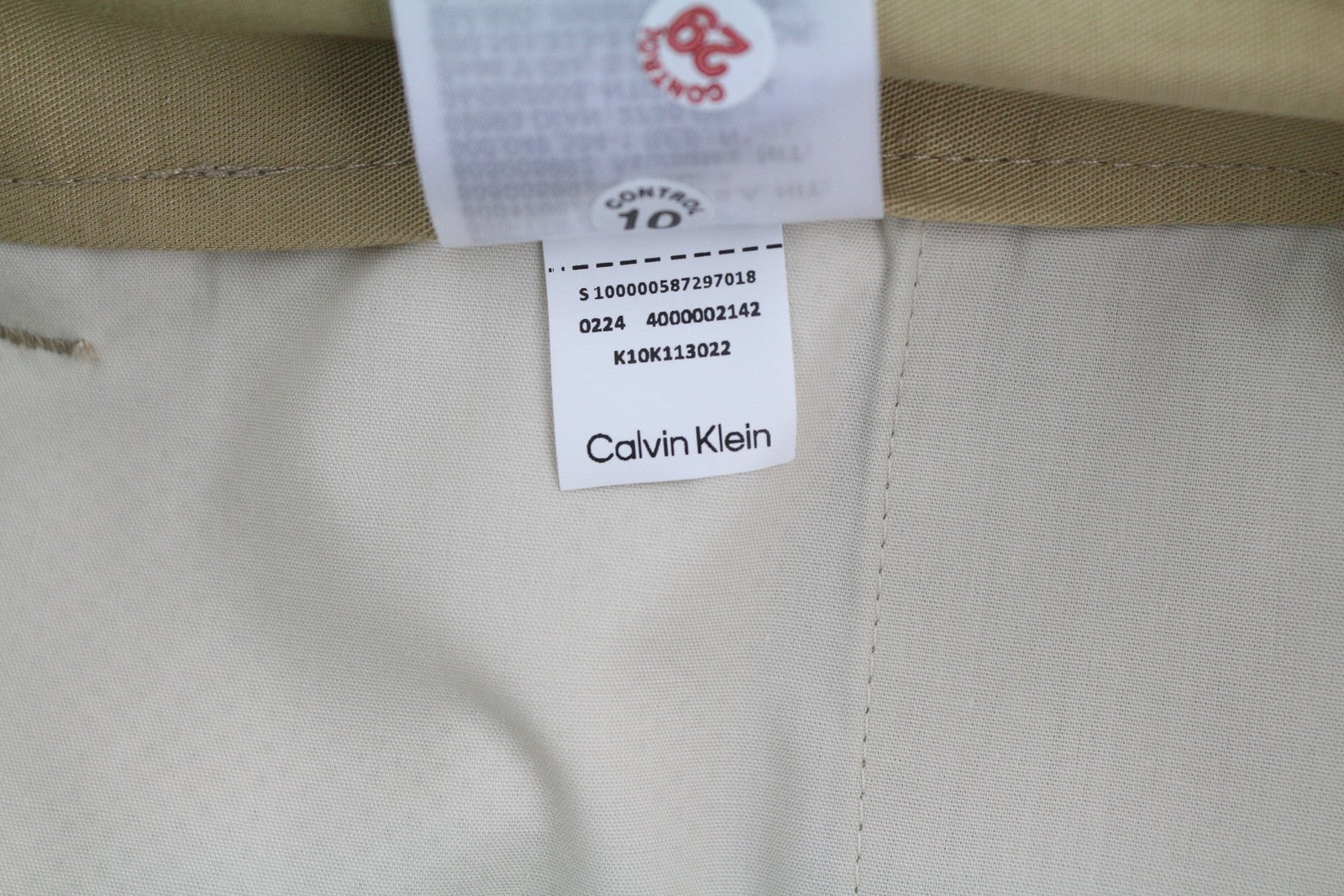 CALVIN KLEIN Piece Dyed Tencel siaurėjančios vyriškos kelnės W33/L32 rudos lino mišinio 