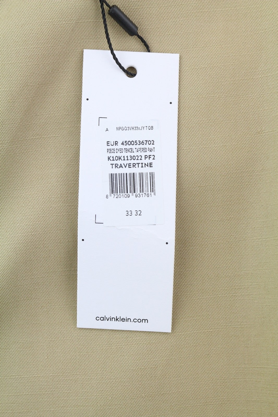 CALVIN KLEIN Piece Dyed Tencel siaurėjančios vyriškos kelnės W33/L32 rudos lino mišinio 