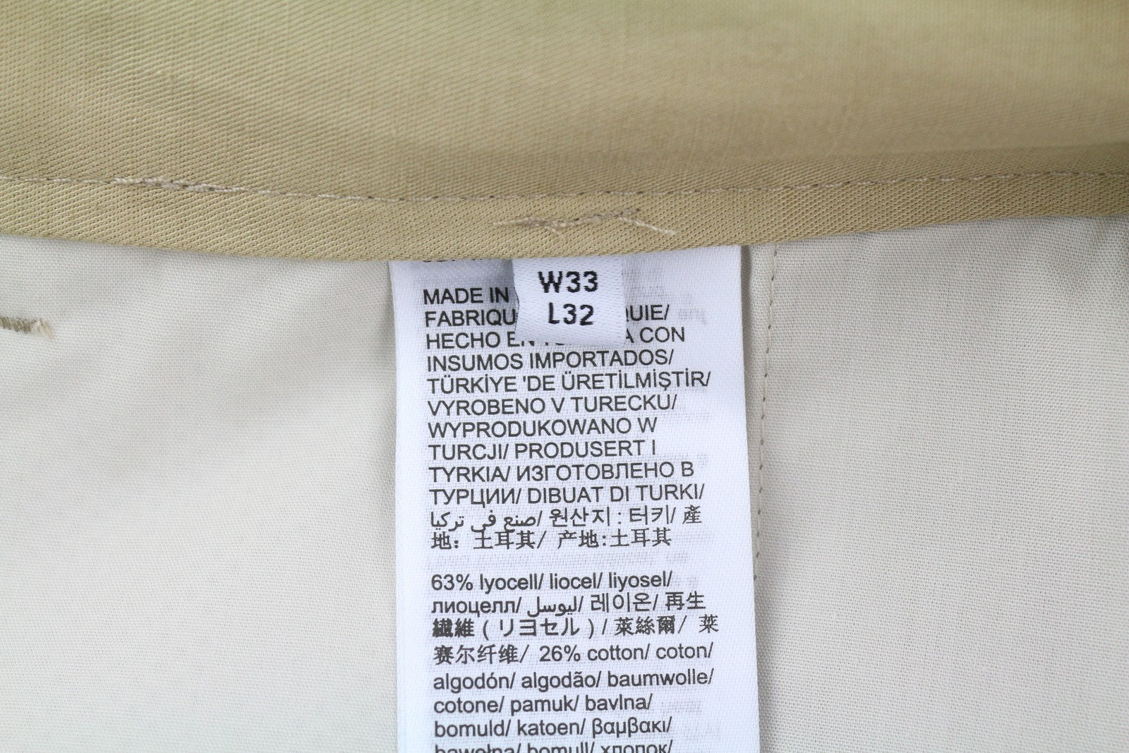 CALVIN KLEIN Piece Dyed Tencel siaurėjančios vyriškos kelnės W33/L32 rudos lino mišinio 