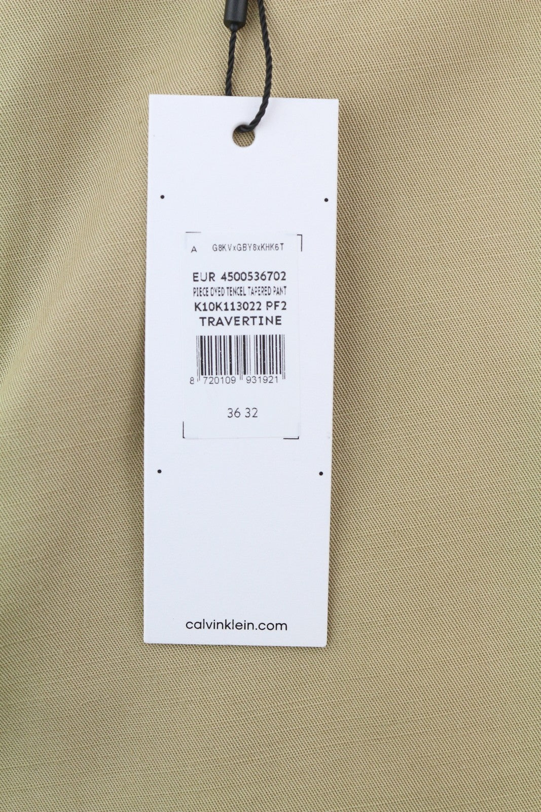 CALVIN KLEIN Piece Dyed Tencel siaurėjančios vyriškos kelnės W36/L32 rudos lino mišinio 