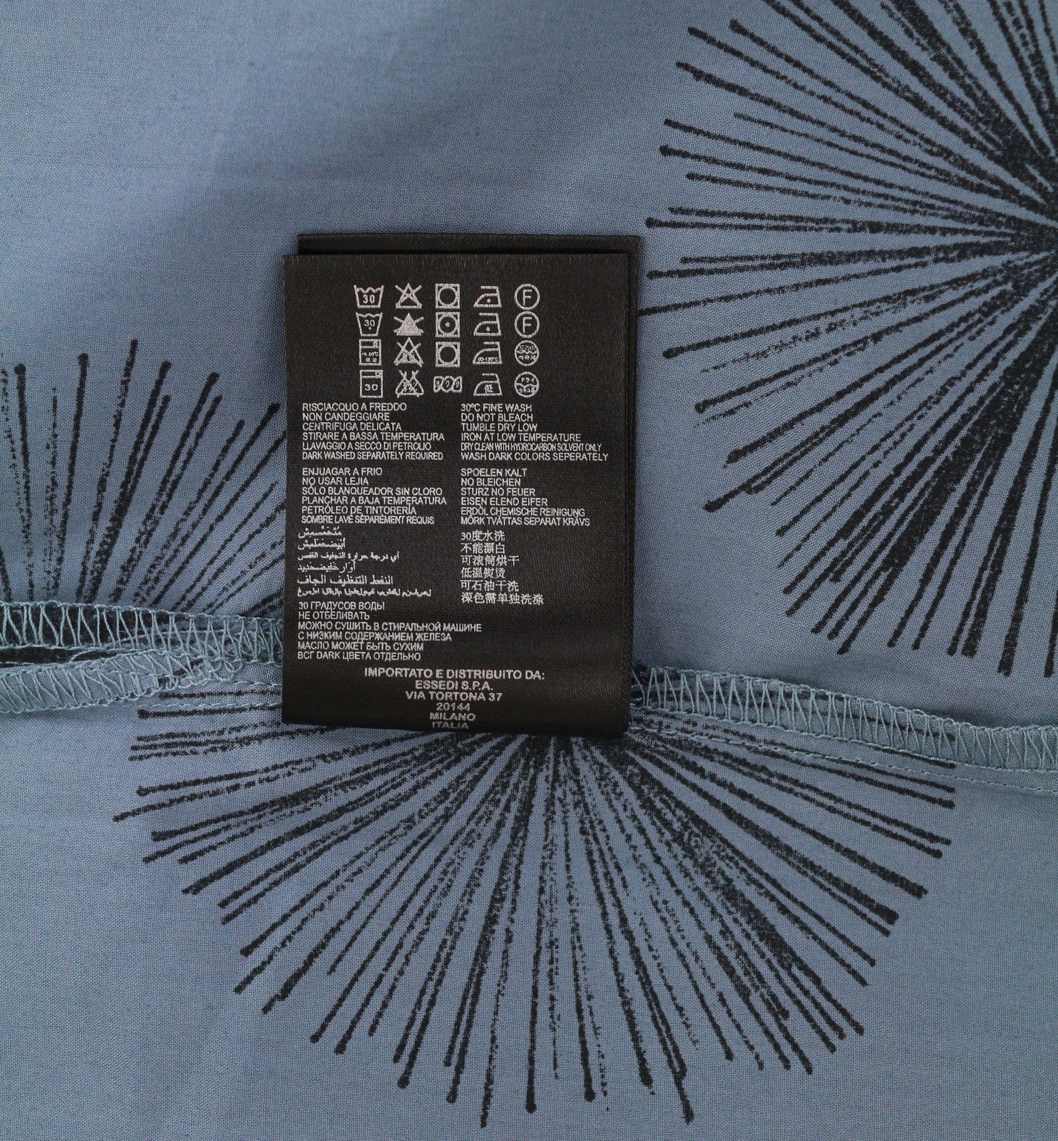 ANTONY MORATO vyriški marškiniai M mėlyni raštuoti platėjančios iškirptės sagomis užsegami trumpomis rankovėmis